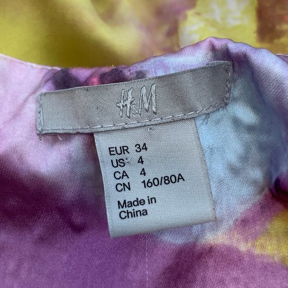 H&M Watercolor Pastel Dress Silky Soft Size 4 Sleeveless Scoop Neck Bow Shoulder - Picture 4 of 11